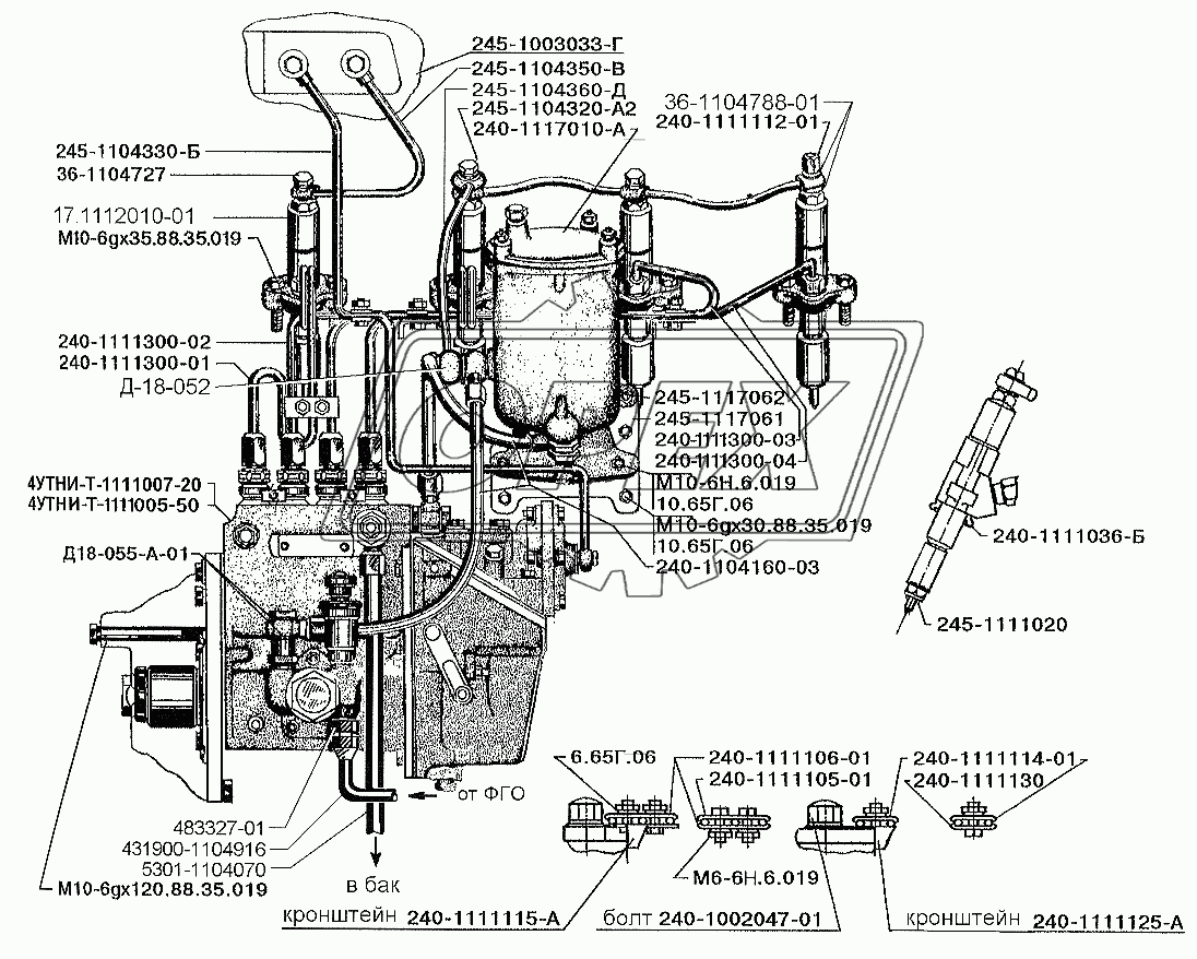 Установка топливоподающей аппаратуры на дизеле Д-245.12С
